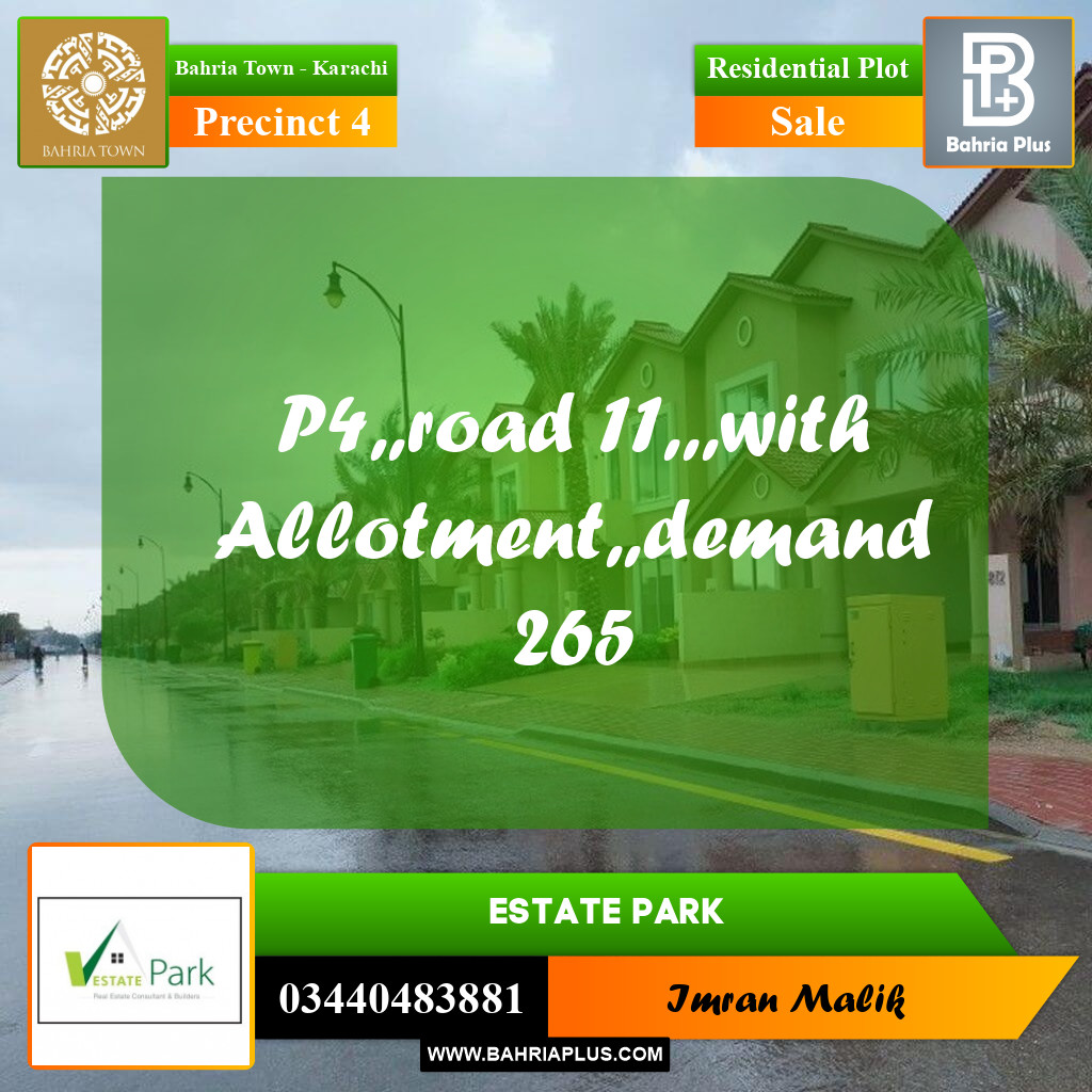 Residential Plot for Sale in Precinct 4 -  Bahria Town, Karachi - (BP-206324)