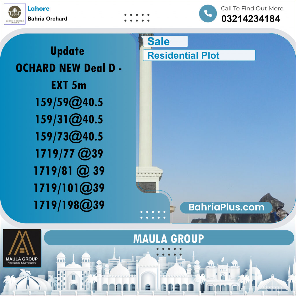 Residential Plot for Sale in Bahria Orchard, Lahore - (BP-206358)