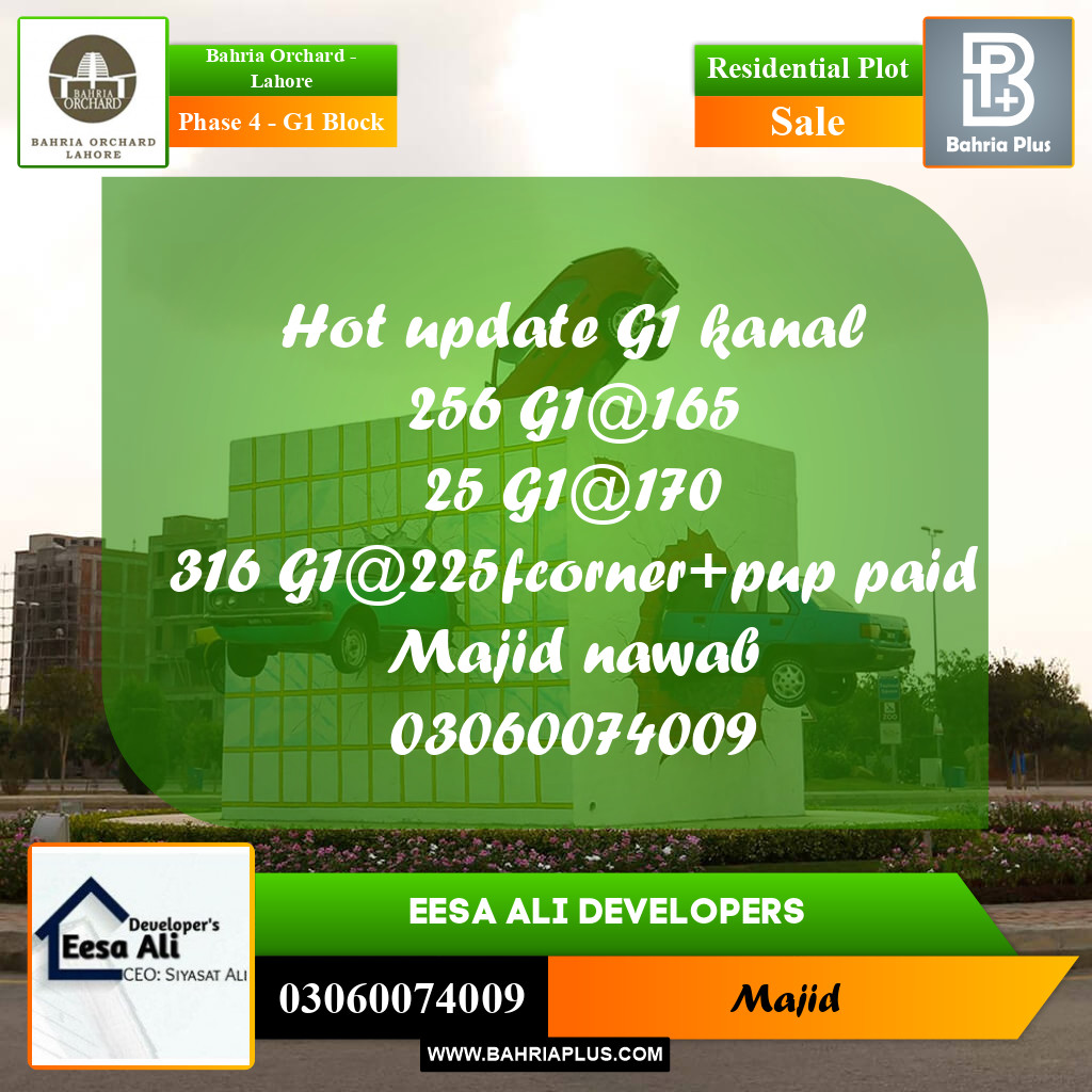 Residential Plot for Sale in Phase 4 - G1 Block -  Bahria Orchard, Lahore - (BP-206372)