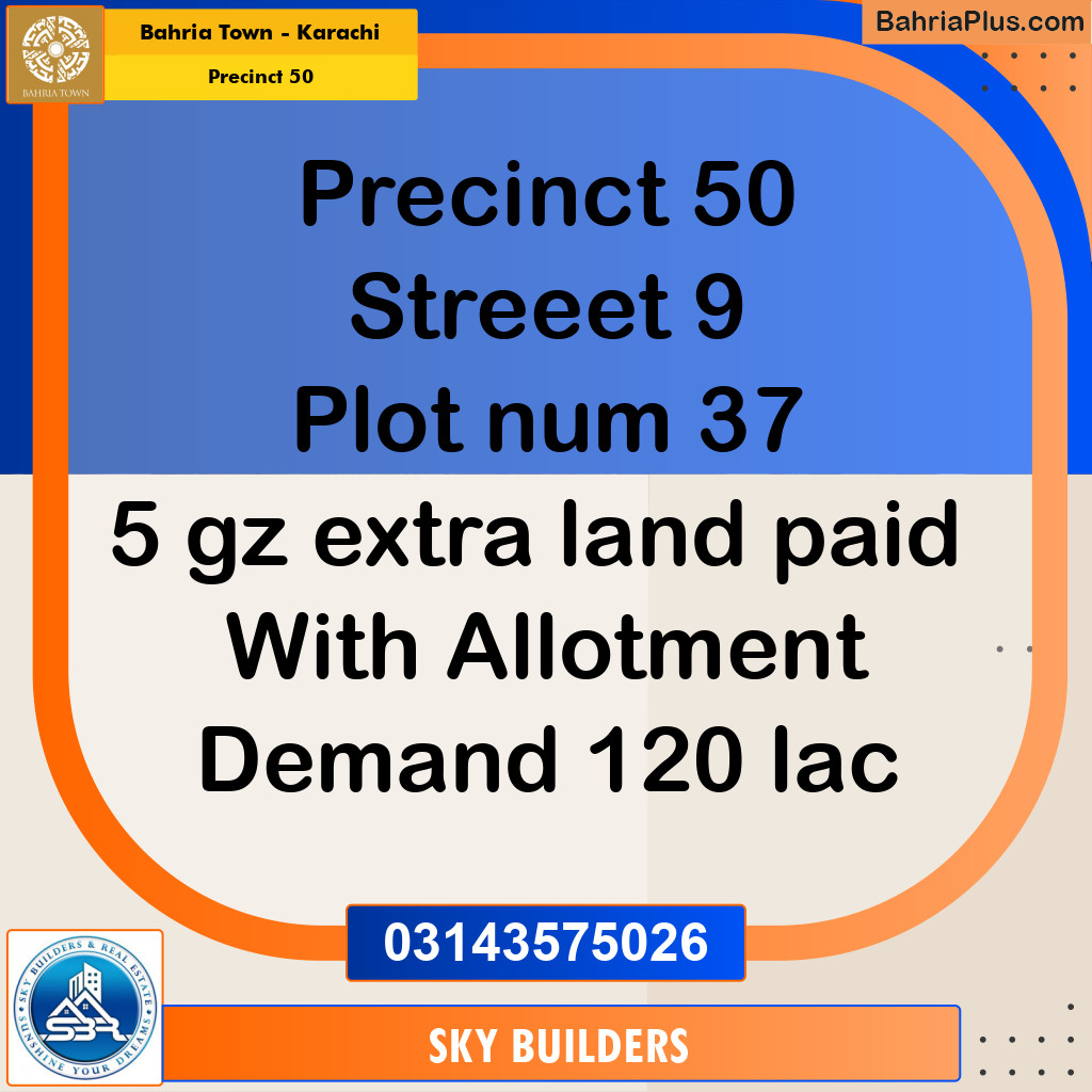 250 Sq. Ft. Residential Plot for Sale in Precinct 50 -  Bahria Town, Karachi - (BP-206432)