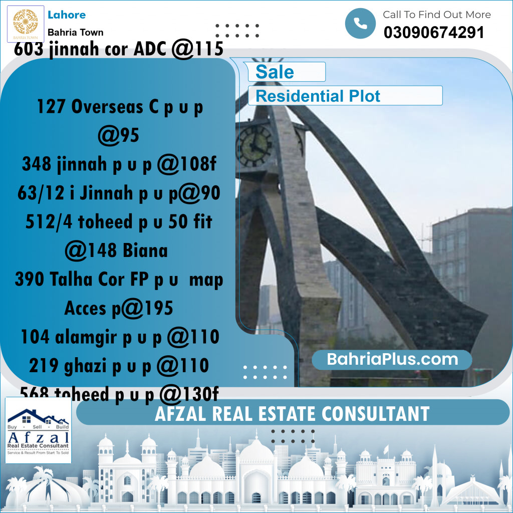 Residential Plot for Sale in Bahria Town, Lahore - (BP-206493)