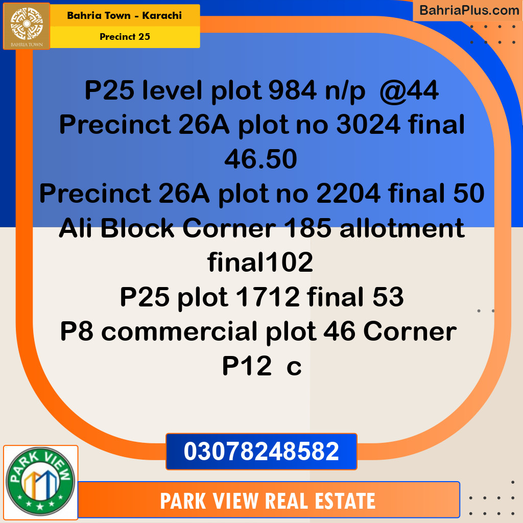 125 Sq. Yards Residential Plot for Sale in Precinct 25 -  Bahria Town, Karachi - (BP-206514)