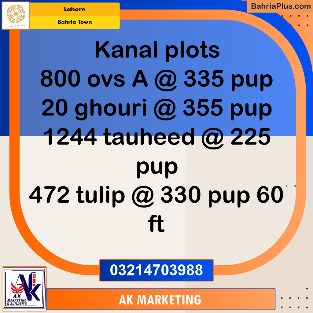 Residential Plot for Sale in Bahria Town, Lahore - (BP-206571)