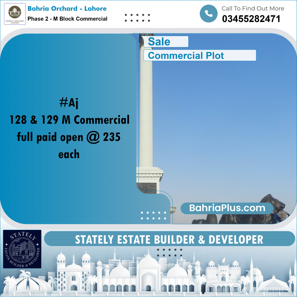 Commercial Plot for Sale in Phase 2 - M Block Commercial -  Bahria Orchard, Lahore - (BP-206572)