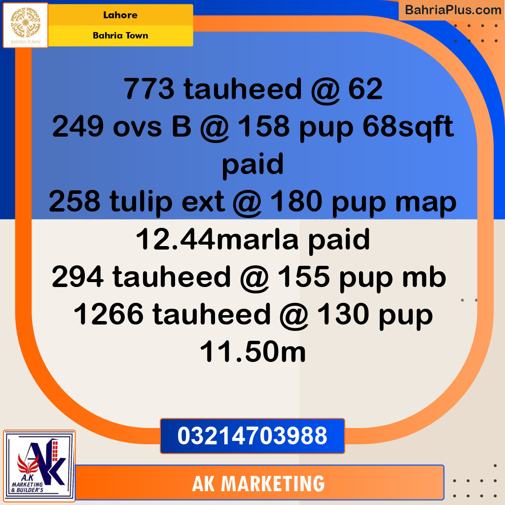 Residential Plot for Sale in Bahria Town, Lahore - (BP-206574)