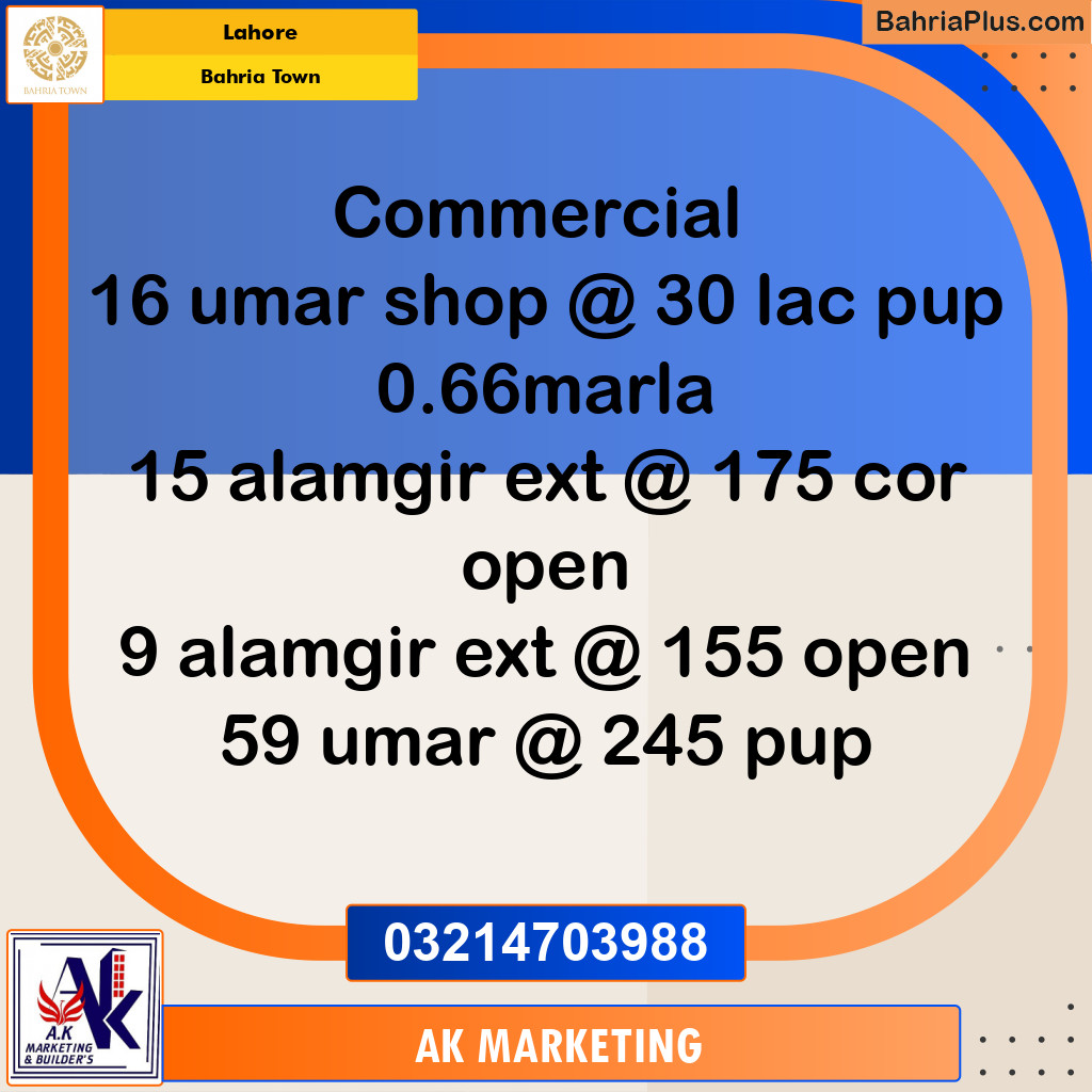 Commercial Plot for Sale in Bahria Town, Lahore - (BP-206577)