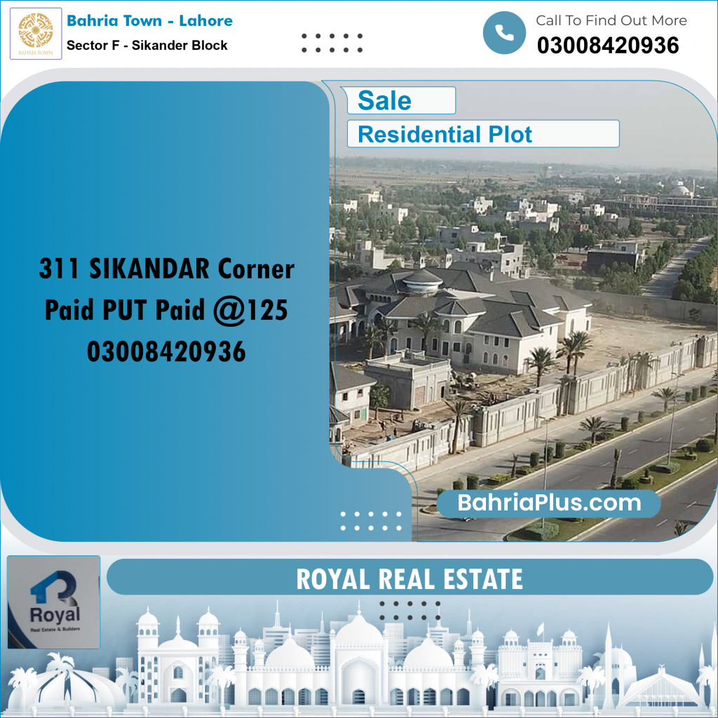 10 Marla Residential Plot for Sale in Sector F - Sikander Block -  Bahria Town, Lahore - (BP-206636)