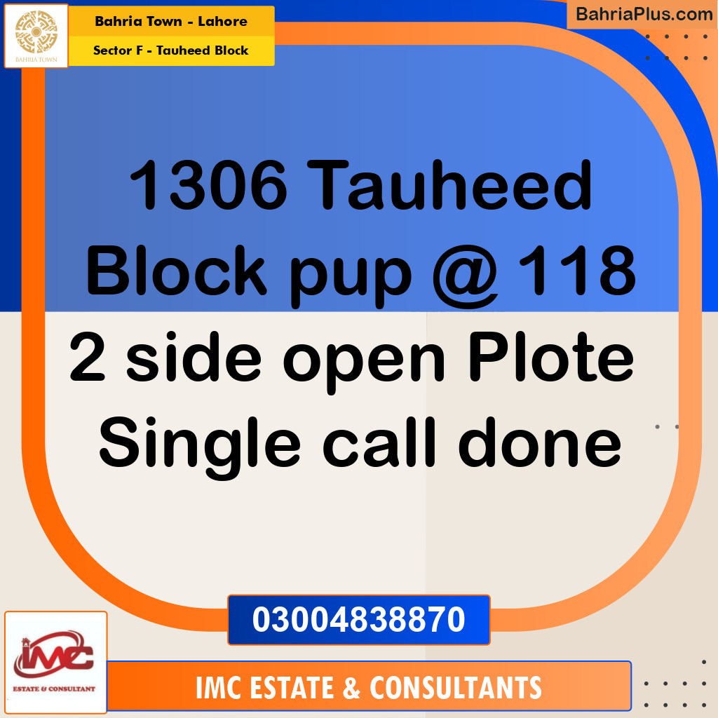 Residential Plot for Sale in Sector F - Tauheed Block -  Bahria Town, Lahore - (BP-206649)
