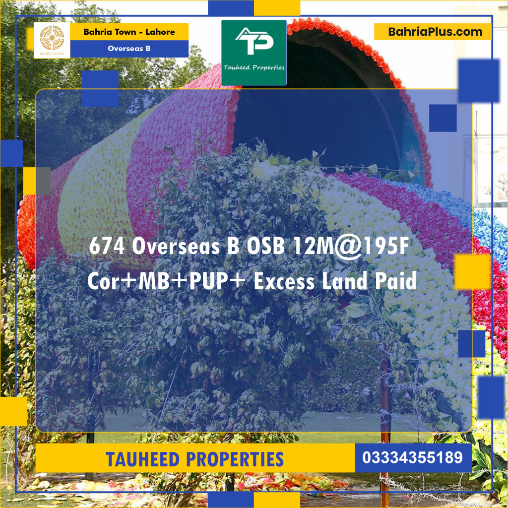 12 Marla Residential Plot for Sale in Overseas B -  Bahria Town, Lahore - (BP-206670)