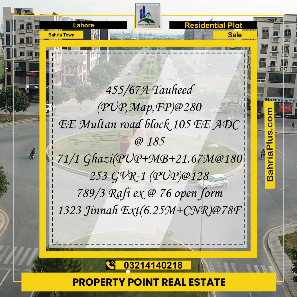 Residential Plot for Sale in Bahria Town, Lahore - (BP-206672)