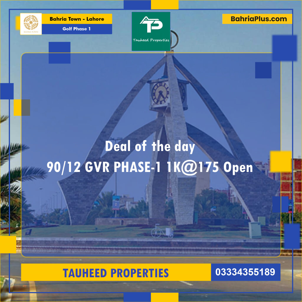 1 Kanal Residential Plot for Sale in Golf Phase 1 -  Bahria Town, Lahore - (BP-206673)