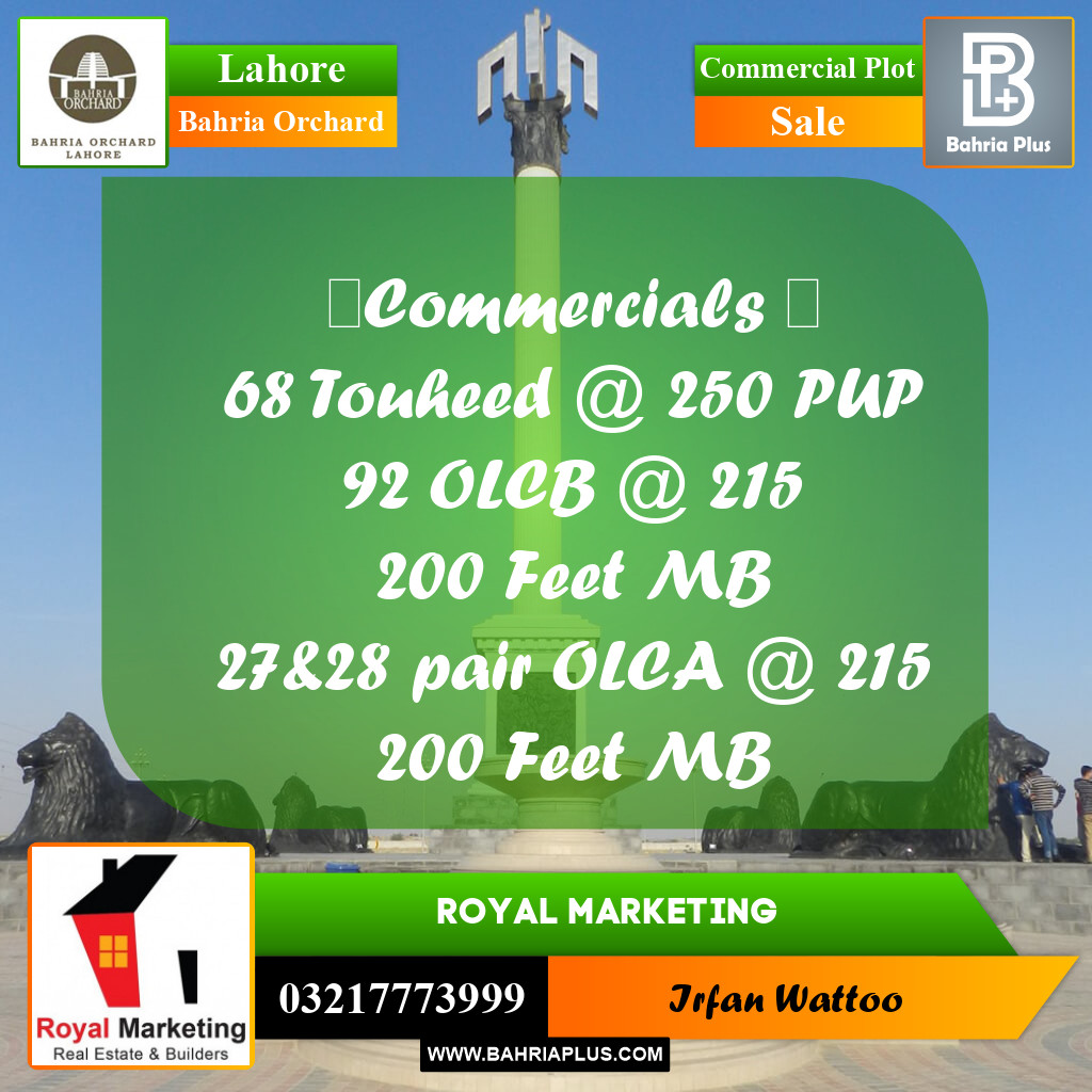 Commercial Plot for Sale in Bahria Orchard, Lahore - (BP-206698)