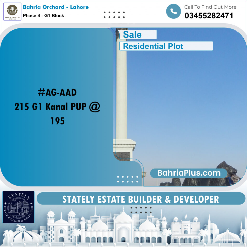 1 Kanal Residential Plot for Sale in Phase 4 - G1 Block -  Bahria Orchard, Lahore - (BP-206762)