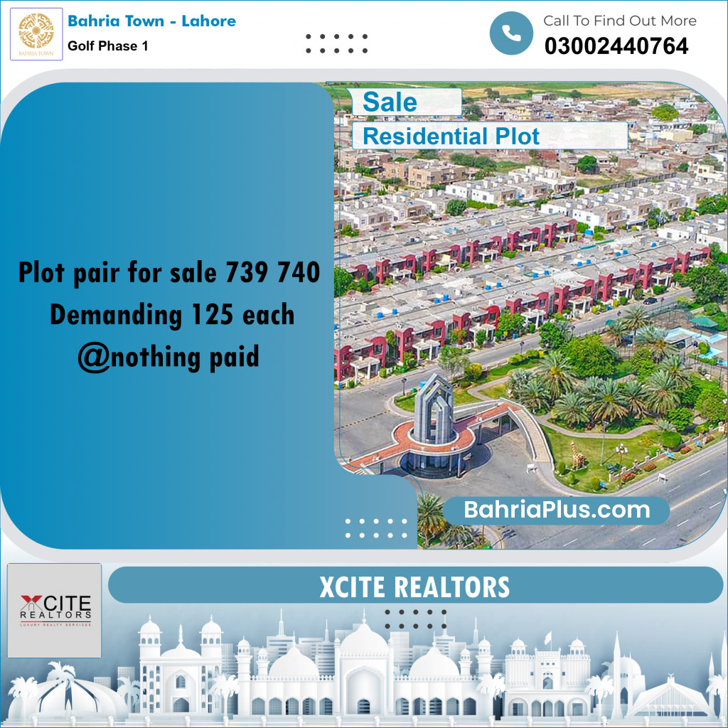 1 Marla Residential Plot for Sale in Golf Phase 1 -  Bahria Town, Lahore - (BP-206786)