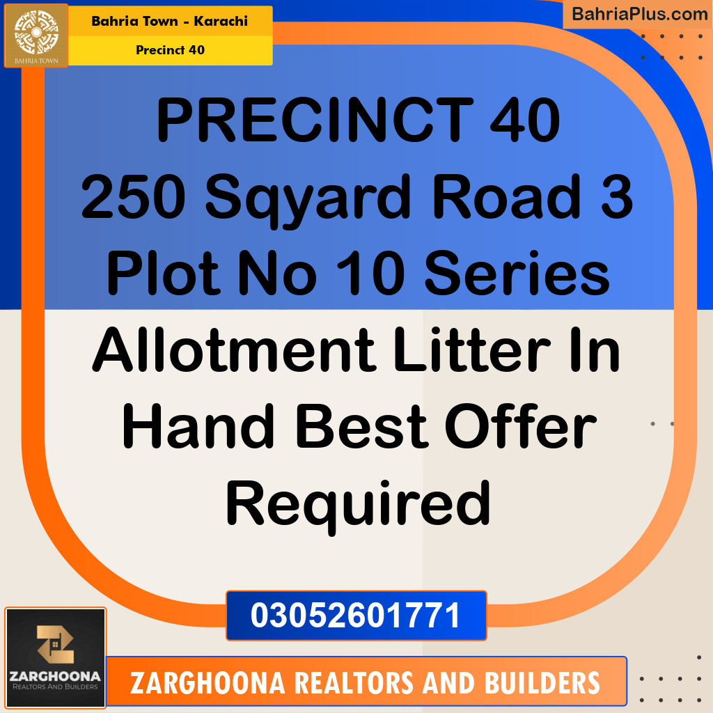 Residential Plot for Sale in Precinct 40 -  Bahria Town, Karachi - (BP-206788)