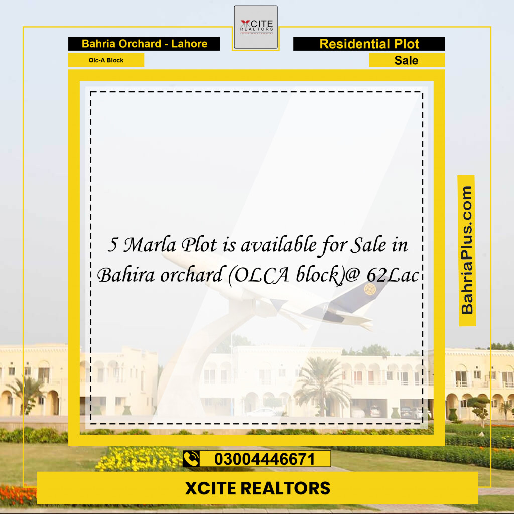 5 Marla Residential Plot for Sale in OLC-A Block -  Bahria Orchard, Lahore - (BP-206794)