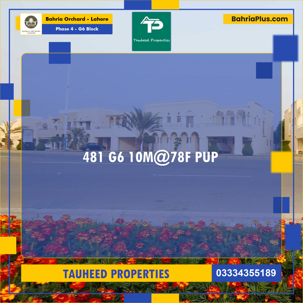 10 Marla Residential Plot for Sale in Phase 4 - G6 Block - Bahria Orchard, Lahore - (BP-206830)