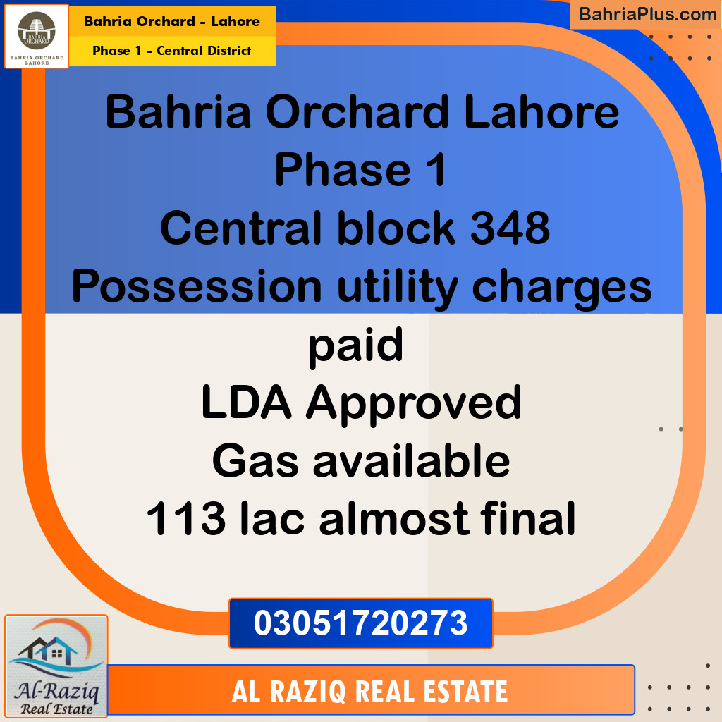 10 Marla Residential Plot for Sale in Phase 1 - Central District -  Bahria Orchard, Lahore - (BP-206882)