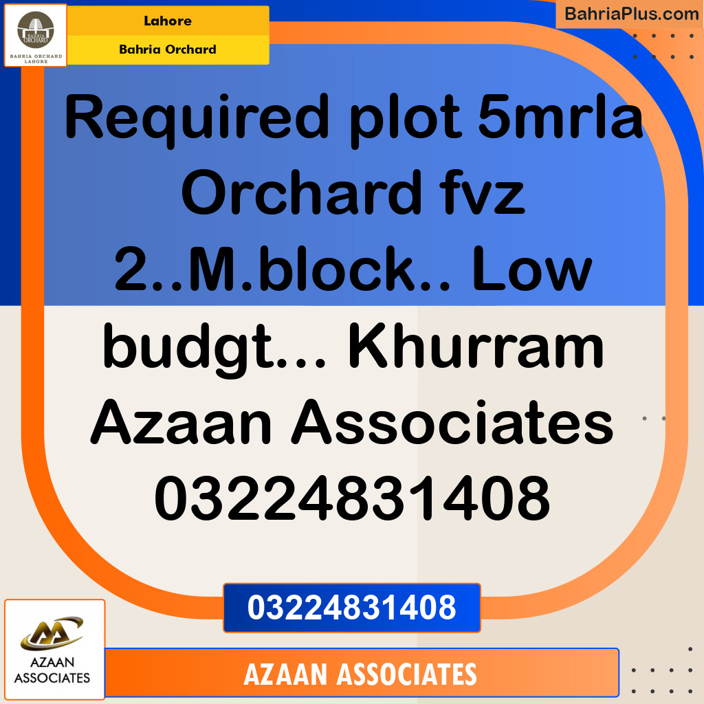 Residential Plot for Sale in Bahria Orchard, Lahore - (BP-206891)