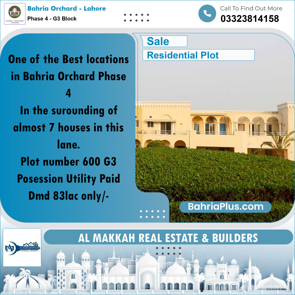 10 Marla Residential Plot for Sale in Phase 4 - G3 Block -  Bahria Orchard, Lahore - (BP-206898)