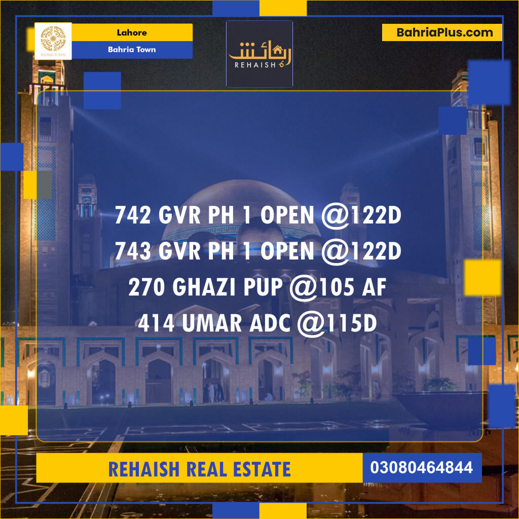 Residential Plot for Sale in Bahria Town, Lahore - (BP-206935)