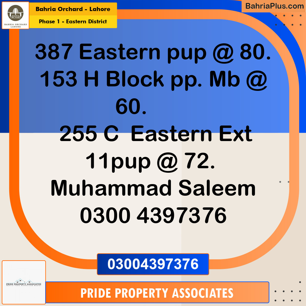5 Marla Residential Plot for Sale in Phase 1 - Eastern District -  Bahria Orchard, Lahore - (BP-206944)