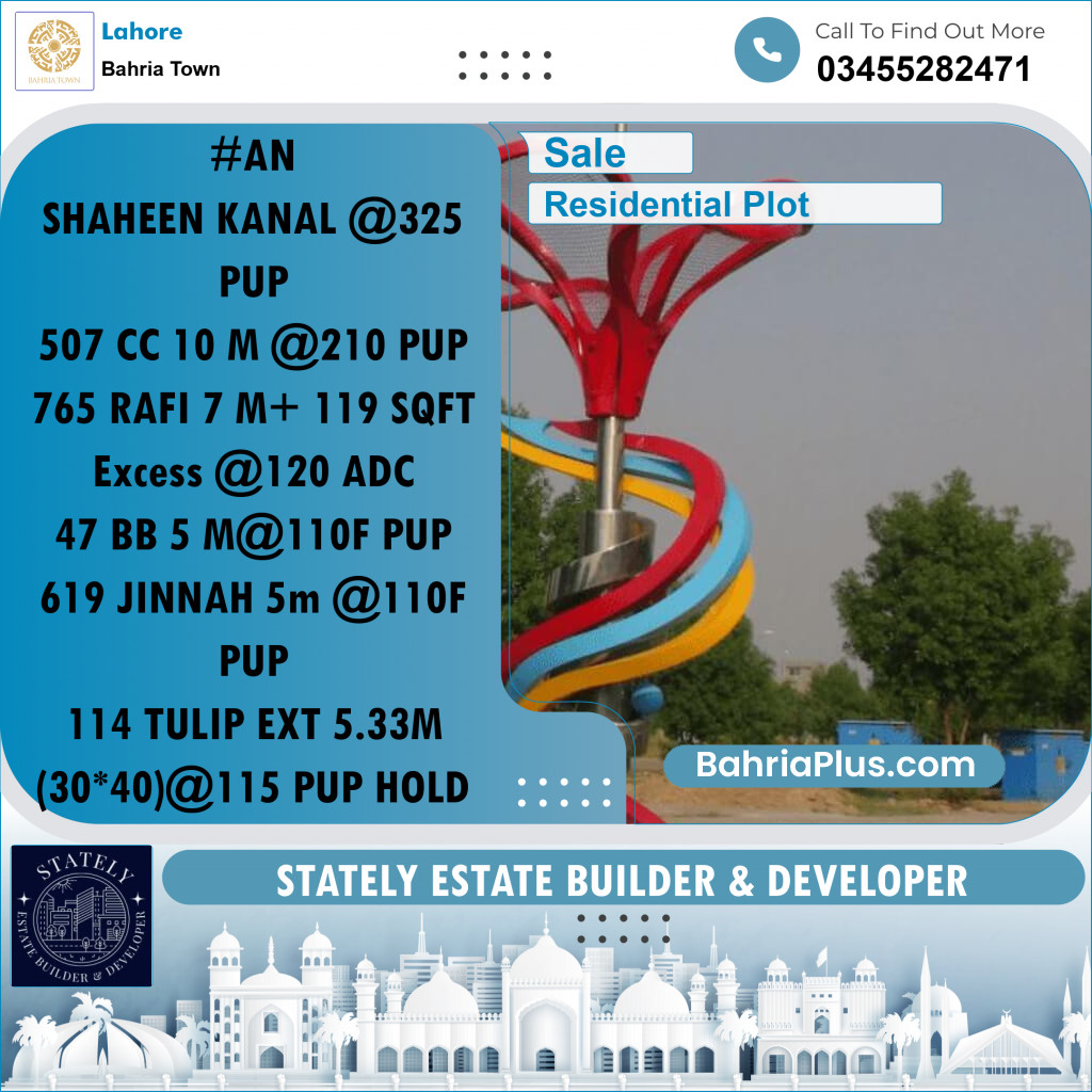 Residential Plot for Sale in Bahria Town, Lahore - (BP-206947)