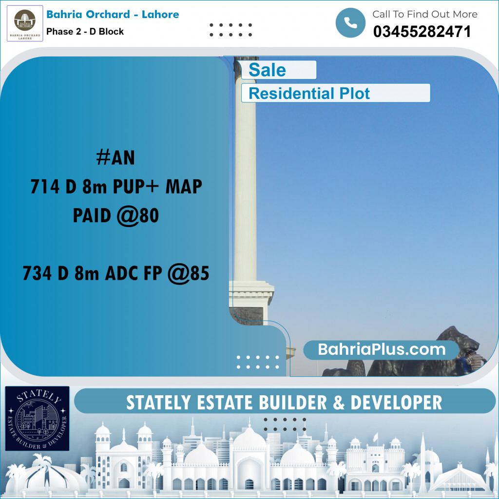 8 Marla Residential Plot for Sale in Phase 2 - D Block -  Bahria Orchard, Lahore - (BP-206962)