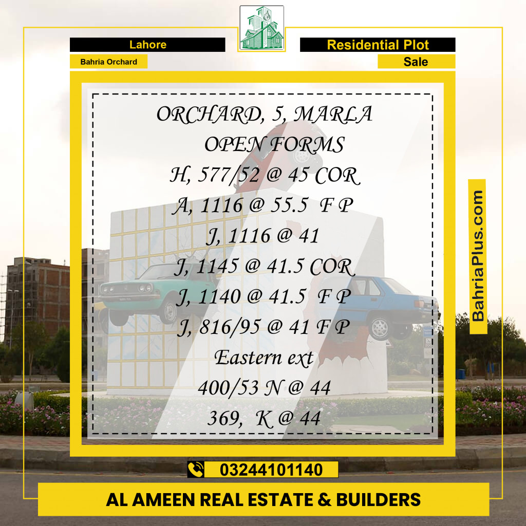 Residential Plot for Sale in Bahria Orchard, Lahore - (BP-206969)