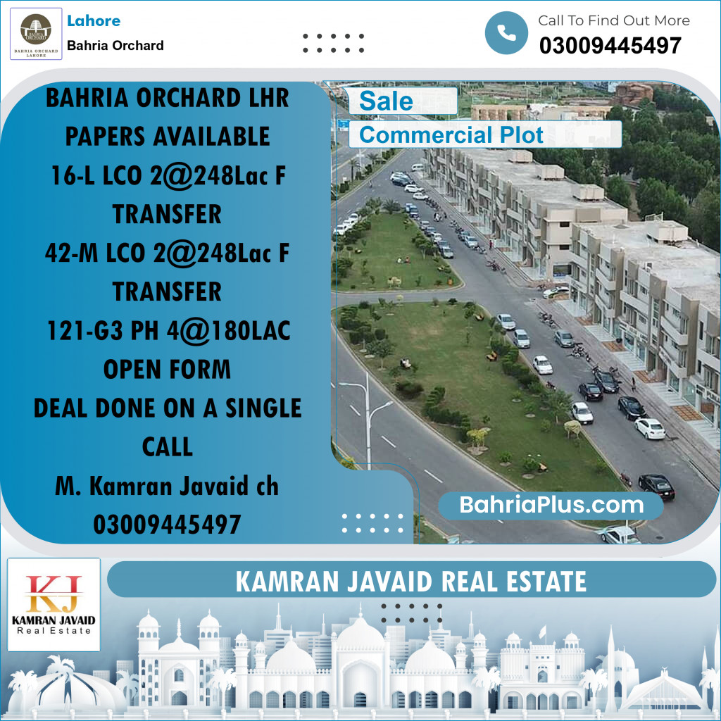 5 Marla Commercial Plot for Sale in Bahria Orchard, Lahore - (BP-206976)