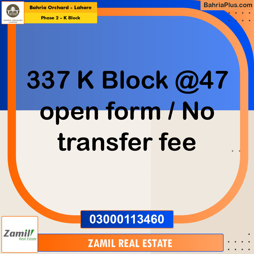 5 Marla Residential Plot for Sale in Phase 2 - K Block -  Bahria Orchard, Lahore - (BP-206979)