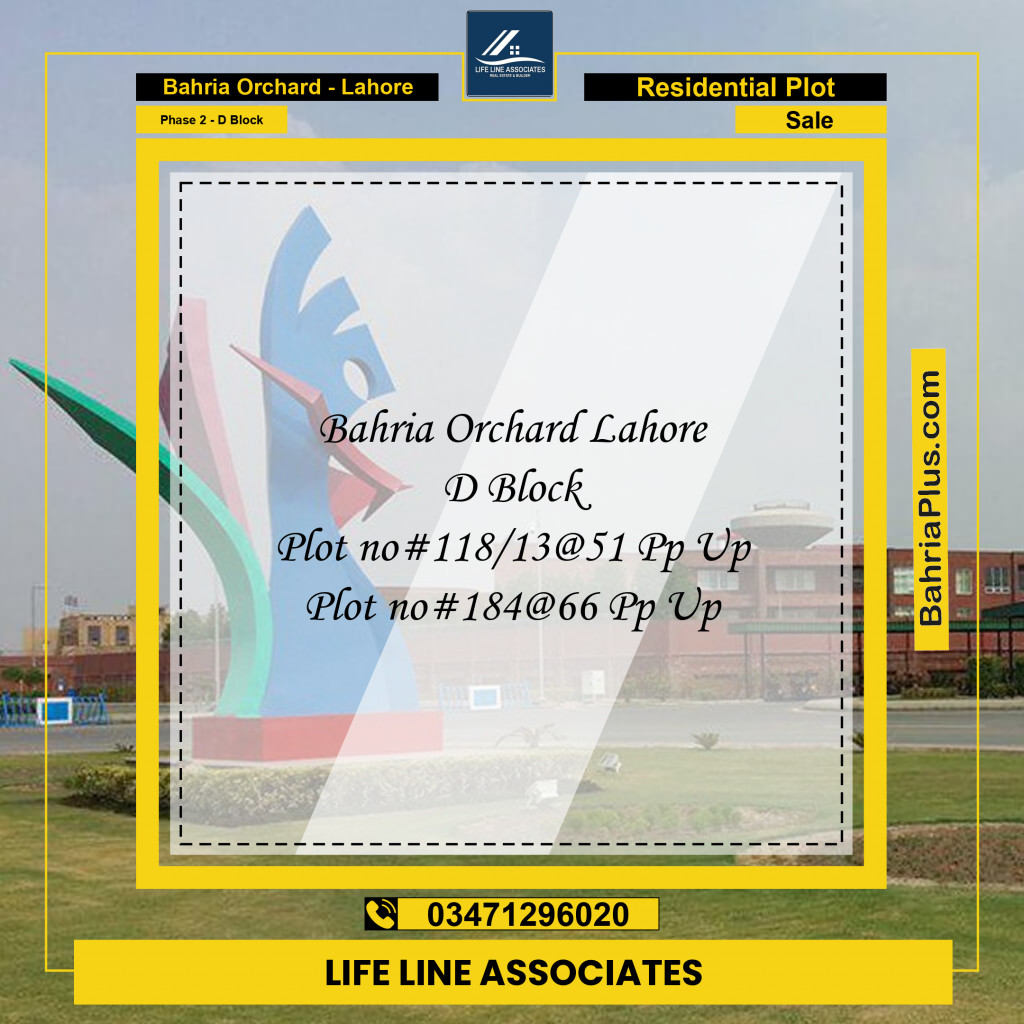 5 Marla Residential Plot for Sale in Phase 2 - D Block -  Bahria Orchard, Lahore - (BP-206985)