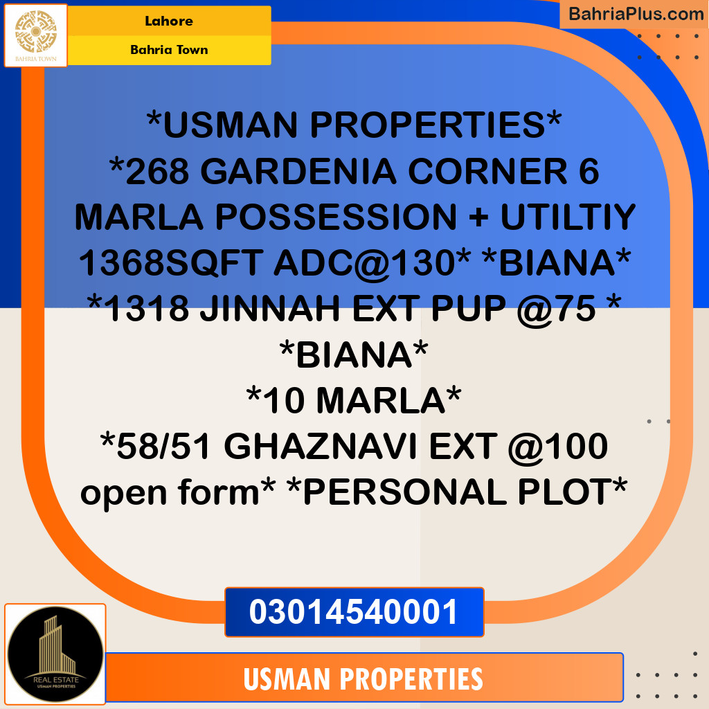 Residential Plot for Sale in Bahria Town, Lahore - (BP-207002)