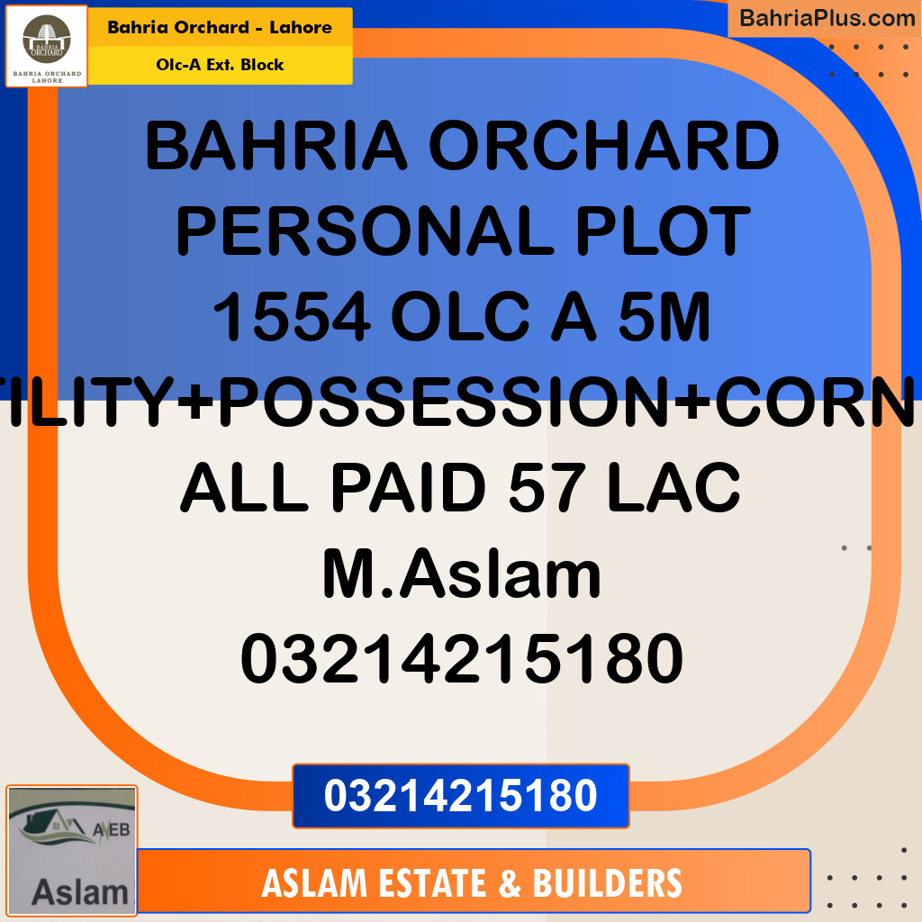 5 Marla Residential Plot for Sale in OLC-A Ext. Block -  Bahria Orchard, Lahore - (BP-207007)