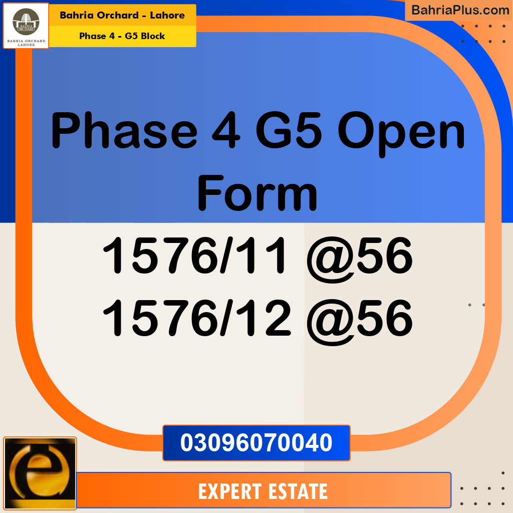 10 Marla Residential Plot for Sale in Phase 4 - G5 Block -  Bahria Orchard, Lahore - (BP-207010)