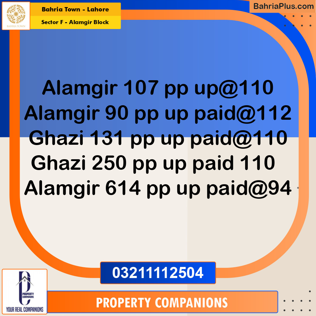 Residential Plot for Sale in Sector F - Alamgir Block -  Bahria Town, Lahore - (BP-207097)