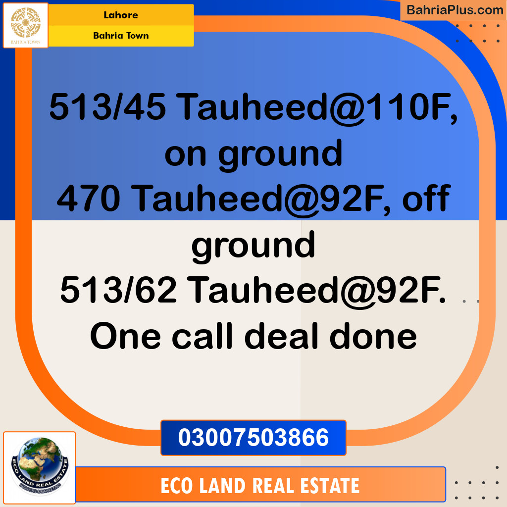 Residential Plot for Sale in Bahria Town, Lahore - (BP-207114)