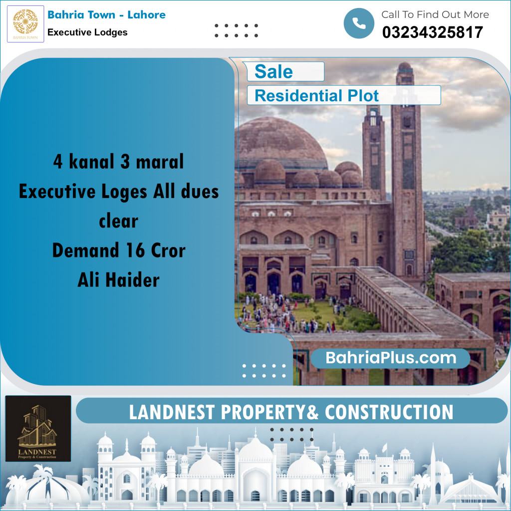 4.3 Kanal Residential Plot for Sale in Executive Lodges -  Bahria Town, Lahore - (BP-207119)