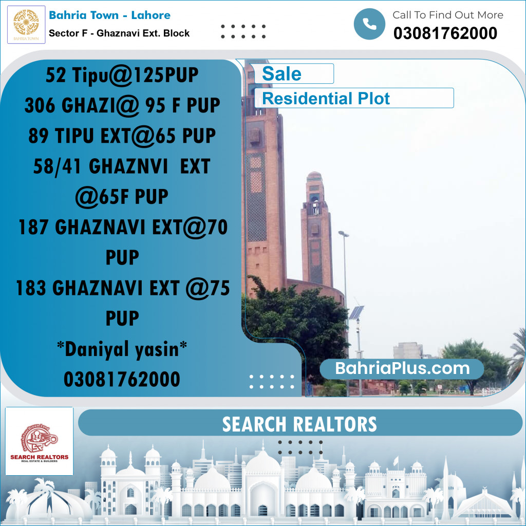 5 Marla Residential Plot for Sale in Sector F - Ghaznavi Ext. Block -  Bahria Town, Lahore - (BP-207142)