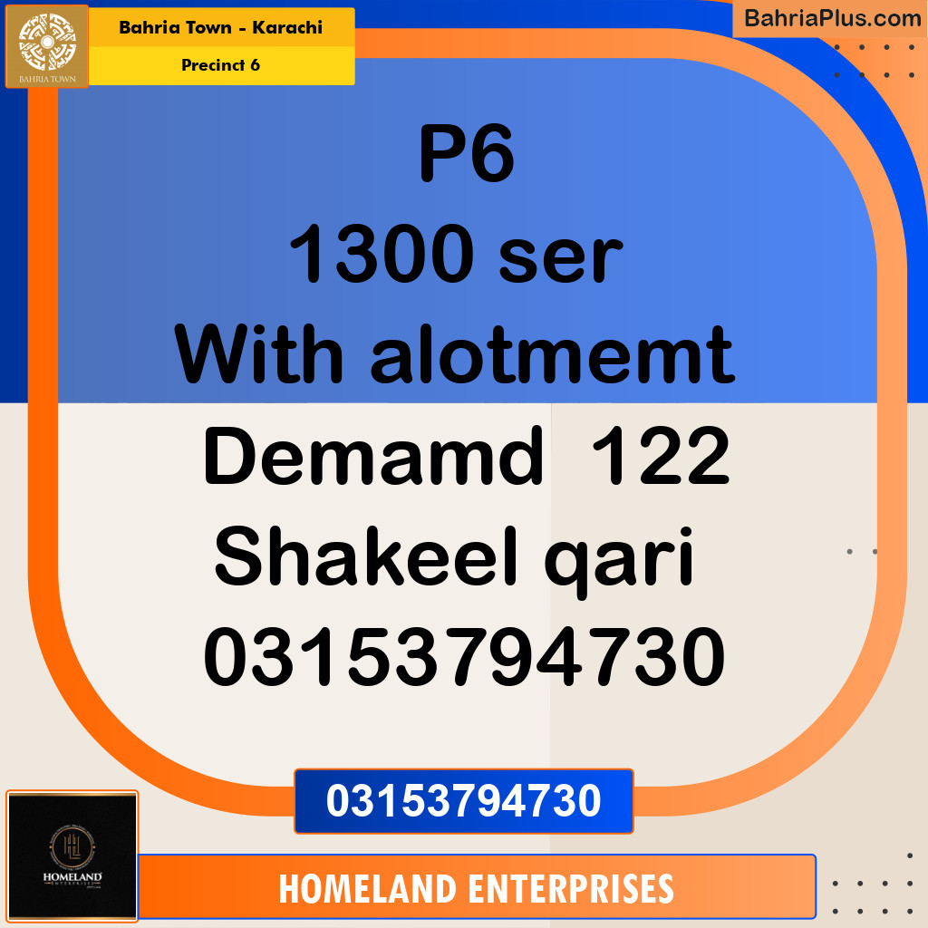 250 Sq. Yards Residential Plot for Sale in Precinct 6 -  Bahria Town, Karachi - (BP-207150)