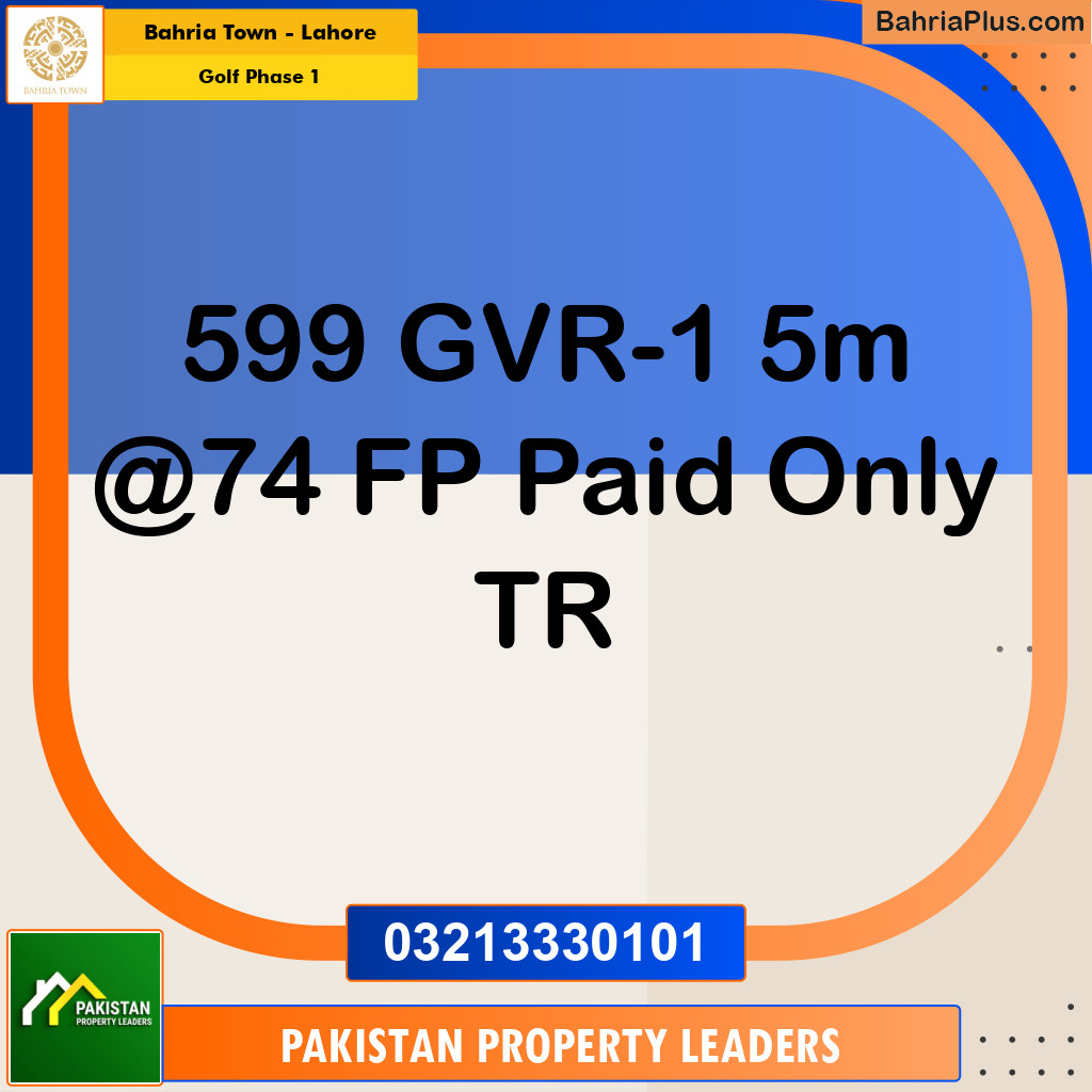 5 Marla Residential Plot for Sale in Golf Phase 1 -  Bahria Town, Lahore - (BP-207169)
