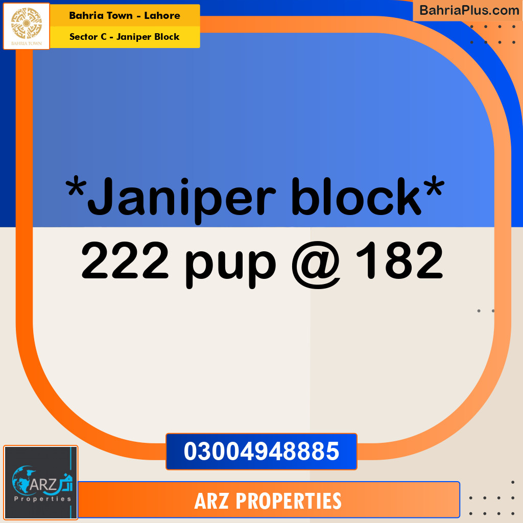 Residential Plot for Sale in Sector C - Janiper Block -  Bahria Town, Lahore - (BP-207170)