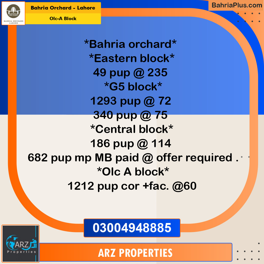 Residential Plot for Sale in OLC-A Block -  Bahria Orchard, Lahore - (BP-207173)