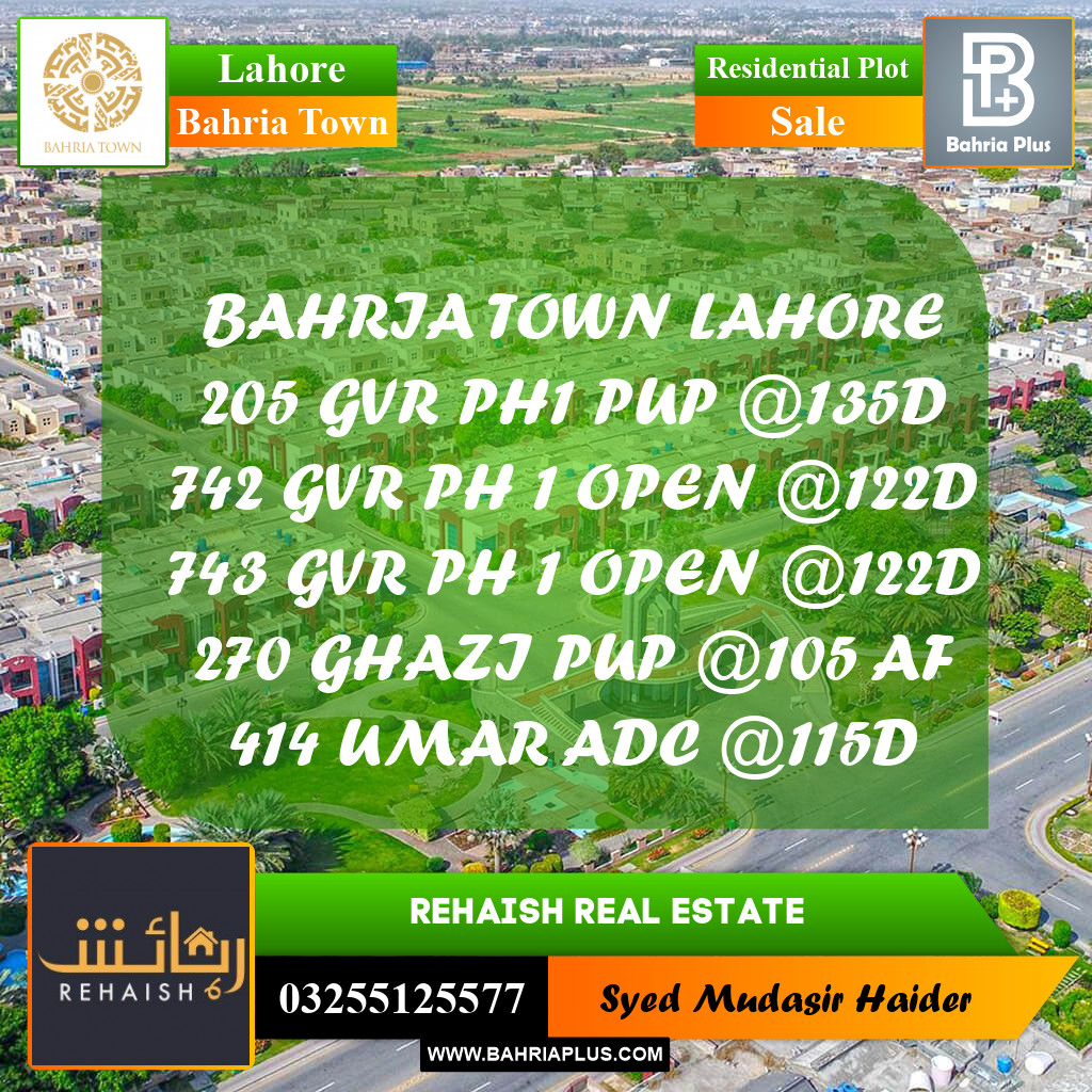 Residential Plot for Sale in Bahria Town, Lahore - (BP-207189)