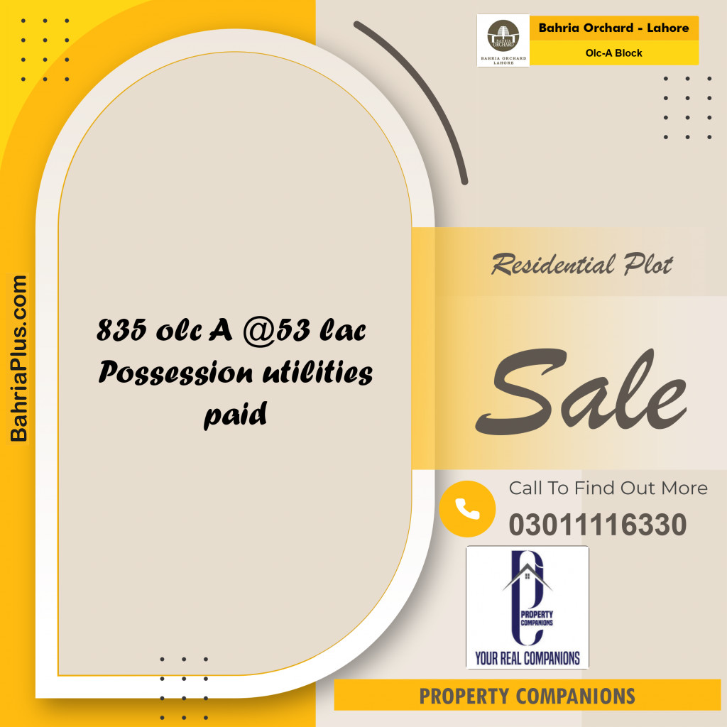 5 Marla Residential Plot for Sale in OLC-A Block -  Bahria Orchard, Lahore - (BP-207195)