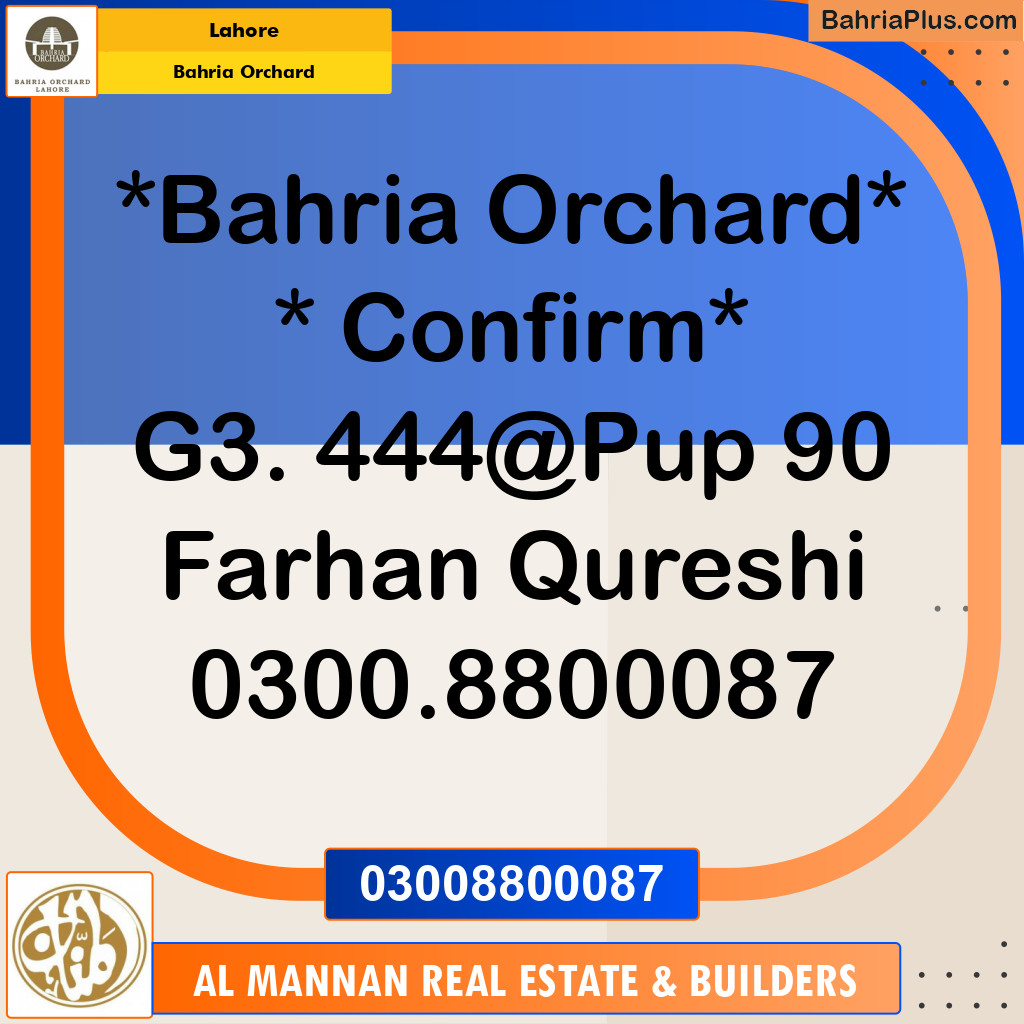 Residential Plot for Sale in Bahria Orchard, Lahore - (BP-207204)
