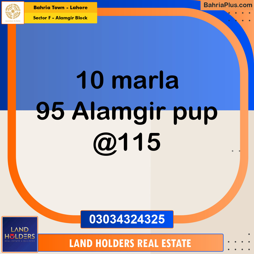 10 Marla Residential Plot for Sale in Sector F - Alamgir Block -  Bahria Town, Lahore - (BP-207222)