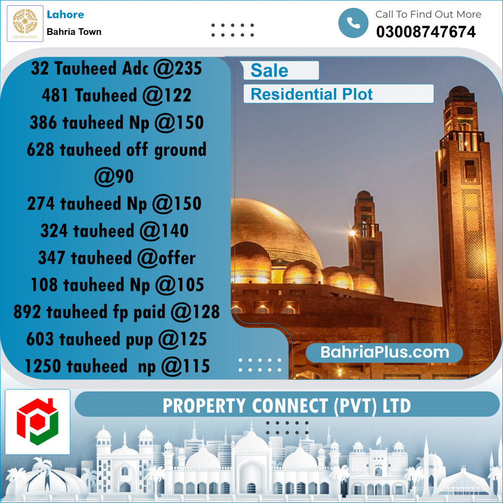 Residential Plot for Sale in Bahria Town, Lahore - (BP-207233)