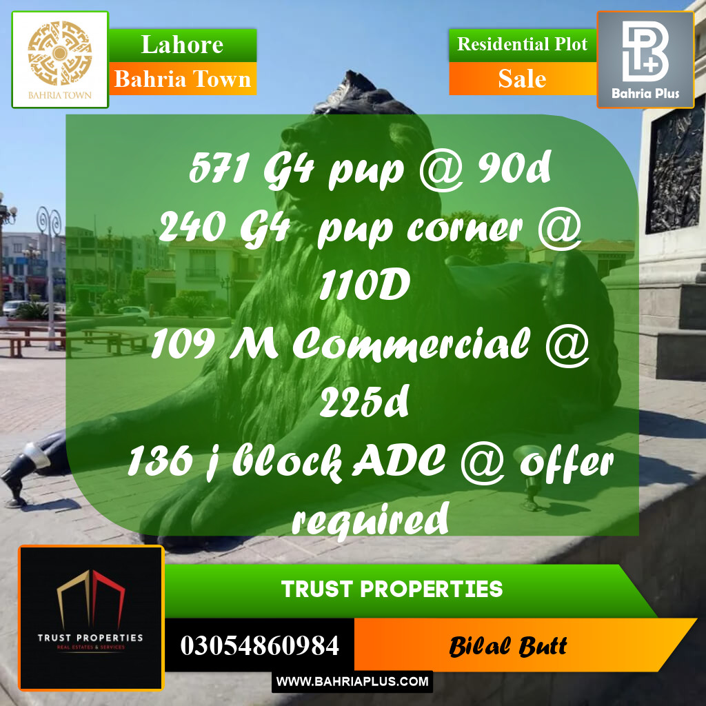 Residential Plot for Sale in Bahria Town, Lahore - (BP-207242)