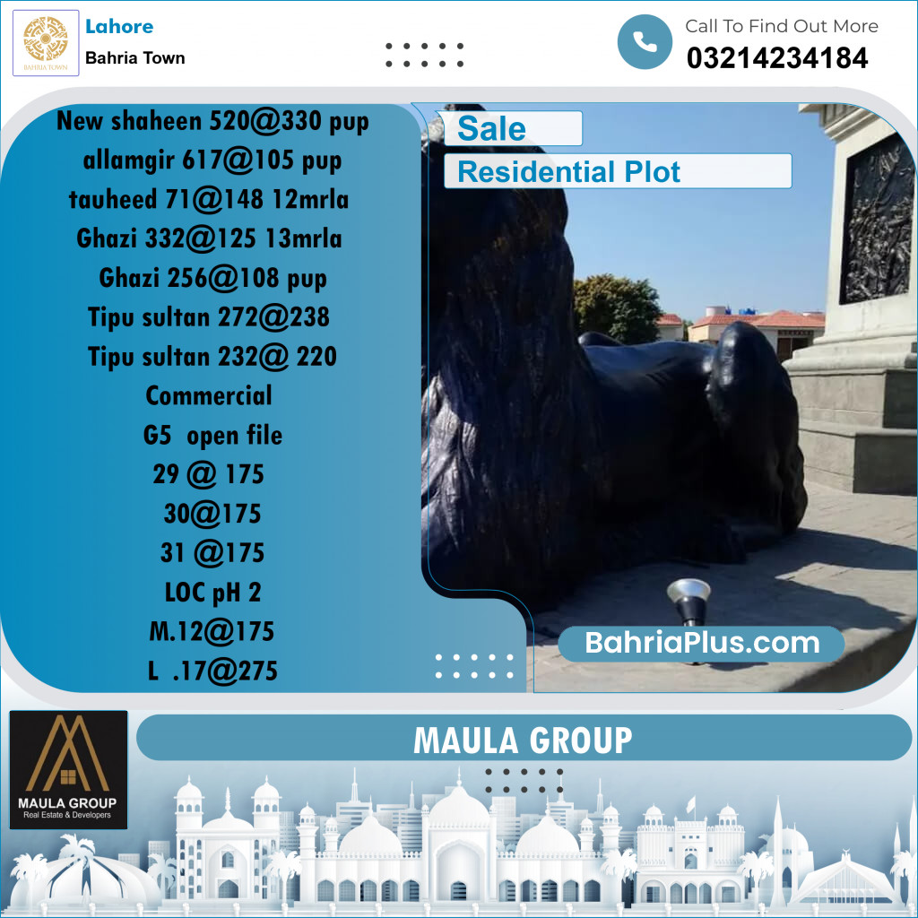 Residential Plot for Sale in Bahria Town, Lahore - (BP-207272)